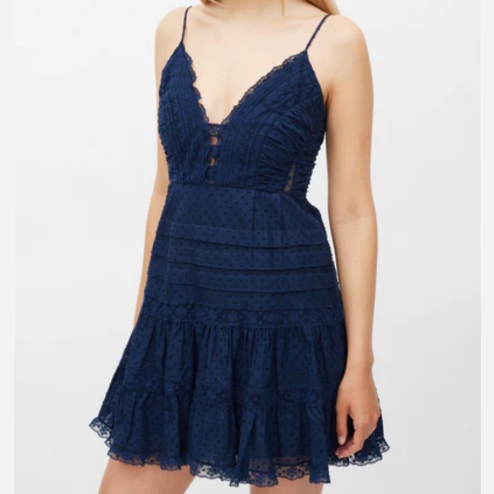 Zimmermann Iris Lace Insert Camisole Dress Navy Size 1 / Small Swiss Dot Luxury